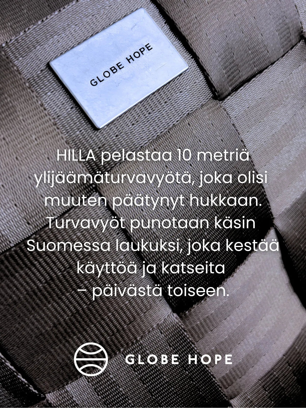 Globe Hope, Hilla laukun materiaali-info.