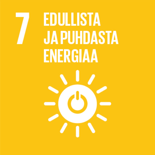 YK:n kestävän kehityksen tavoitteet 2030​, 7 edullista ja puhdasta energiaa, kuvake.